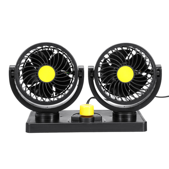 24V 360 All-Round Mini Auto Air Cooling Dual Car Fan Adjustable Low Noise