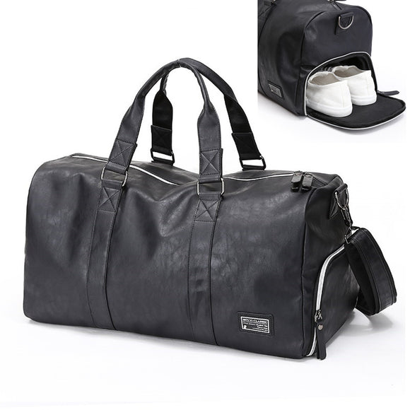 Men Large Leather Travel Gym Bag Duffle Storage Pouch Handbag Shoes Organizer