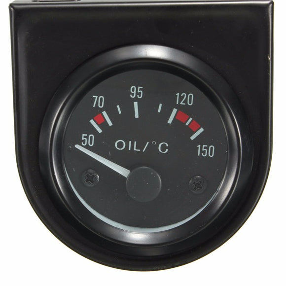 Universal Car Black Pointer Oil Temperature Temp Gauge 50-150 LED Light 2 52mm Universal Car Black Pointer O