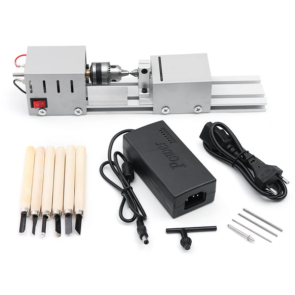 96W  DC12-24V Mini Wood Lathe Beads Saw Machine Set Woodworking DIY Beads Polishing Cutting Drill