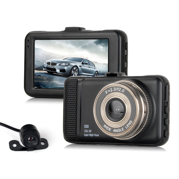 T659 Dual Car DVR Camera 1080P Full HD 170 Degree Angle Driving Recording Car Detector