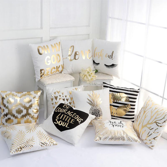 Honana WX-138 Super Soft Love Golden Pillowcases Plush Cotton Linen Home Cushions Pillow Cover