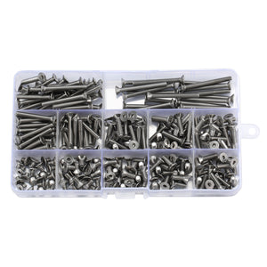 240Pcs M4 304 Stainless Steel Hex Socket Flat Head Screw Bolts Assortment Set