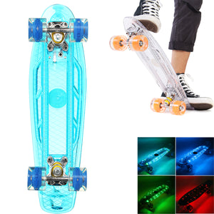 22 LED Penny Style Flashing Single Warped Four Wheel Skateboard Teenagers Kids"