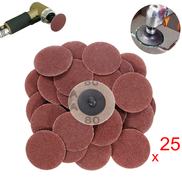 25pcs 2 Inch 80 Grit Roll Lock Sanding Discs with Holder R-Type Abrasive Tool