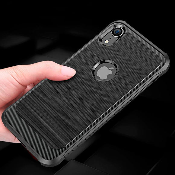 Bakeey Carbon Fiber Brushed Finish Soft TPU Protective Case For iPhone XR