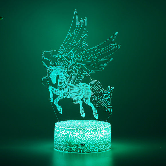 7 Changing Color 3D Horse Lamp Kid Room Night Light LED light Remote Control