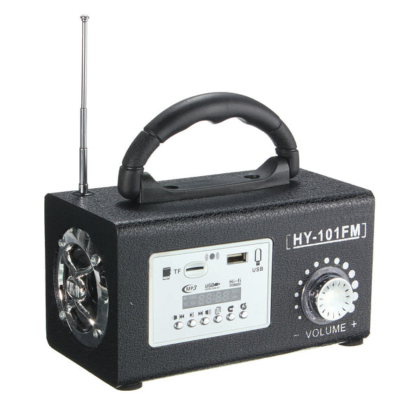 LEORY HY-101FM  Mini Portable Wooden Stereo FM Radio Speaker MP3 Music Player USB TF Card Slot