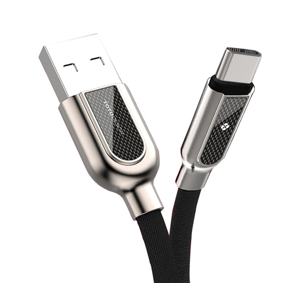 TOTU 2.4A Type C Braided Fast Charging Cable 1m With Leather Buckle Clamp For OnePlus 5 Xiaomi6 Mix2