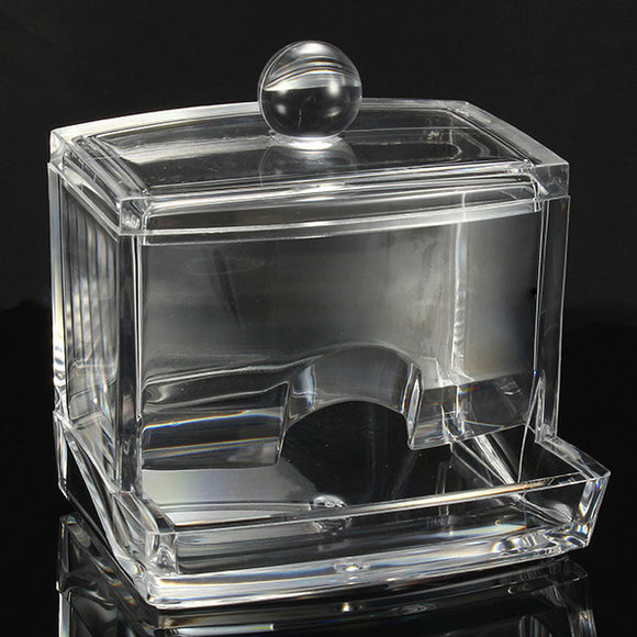 Transparent Acrylic Crystal Cotton Swab Storage Box with Ball Tip Lid