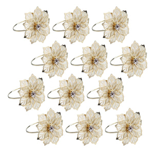 12Pcs Floral Alloy Rings Napkin Holder Dinner Wedding Towel Ring Party Table Decor Supplies