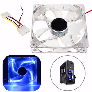 120mm Blue LED 4PIN Computer Cooling Fan CPU Cooler Heat Sink For Desktop 12V DC