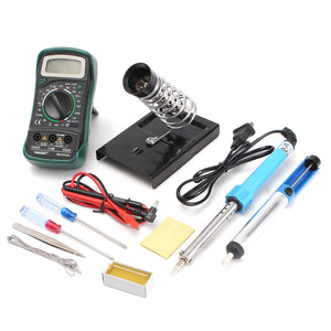 10 in 1 110V 60W Electric Solder Soldering Iron Kit Desoldering Pump with Digital Multimeter + Probe