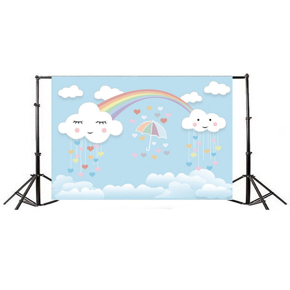 7x5ft Rainbow Smile Clouds Thin Vinyl Photography Backdrop Background Studio Photo Prop