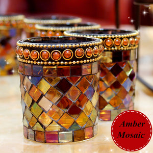 Handicraft Amber Mosaic Glass Candle Stick Candle Holder Candelabra Home Wedding Decor Gift