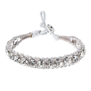 JASSY Trendy Platinum Plated Gem Crystal Wax Rope Wristband Bangles for Women