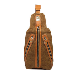 Men Retro Canvas Crossbody Bag Chest Bag Fashion Sling Bag