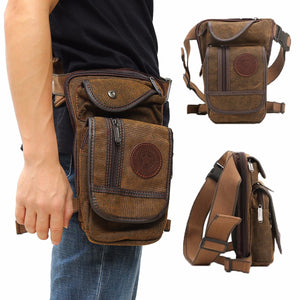 Men's Canvas Travel Hiking Motorcycle Riding Belt Waist Thigh Leg Bag Pack Pouch