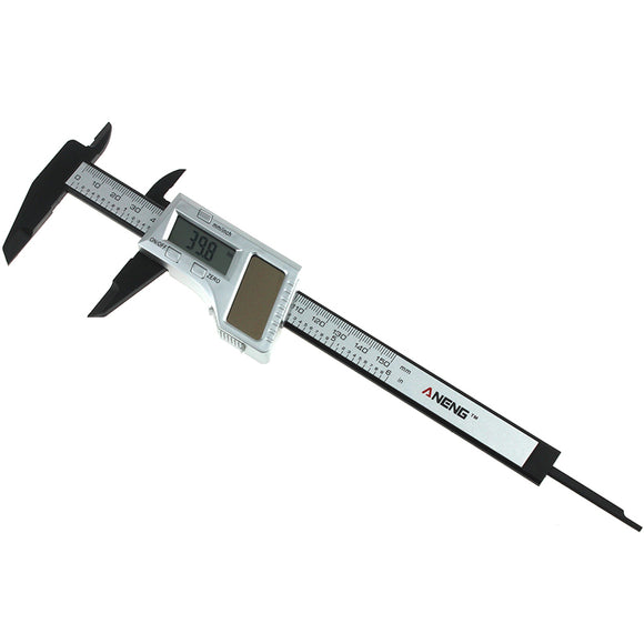 ANENG 150mm 6inch Solar Power Digital Vernier Caliper Carbon Fiber Composite Micrometer Gauge Meter