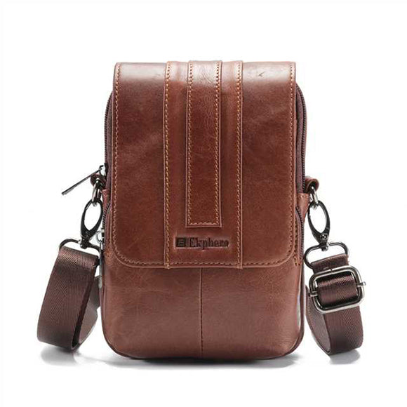 Epkhero Men Genuine Leather Vintage Multifunction Crossbody Bag Phone Bag