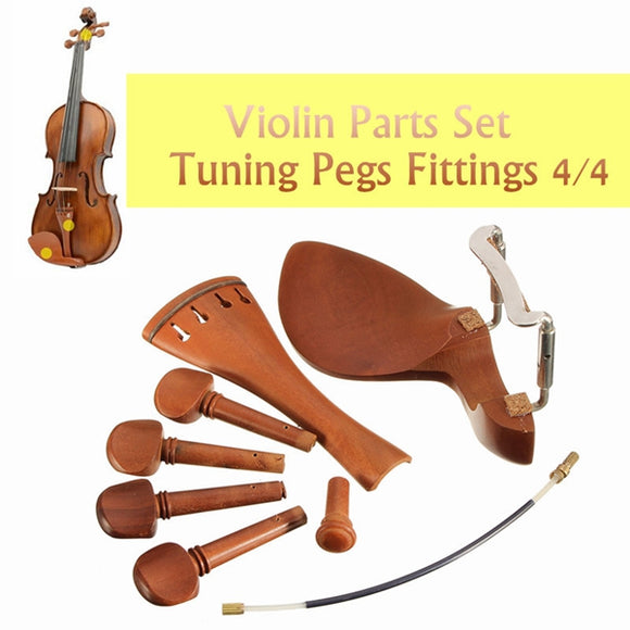 4/4 Jujube Wood Violin Part Fittings Tuning Peg Tailpiece Chinrest Endpin Tailgut