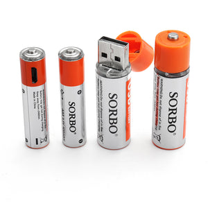 4PCS SORBO 1.5V AA 1200mA & AAA 400mA Lipo Battery Support USB Quick Charging