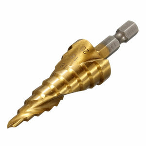 4-20mm HSS Titanium Coated Hex Shank Spiral Grooved Step Drill Bit