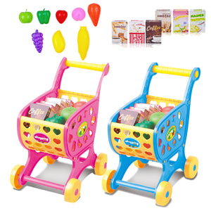 Mini Emulational Supermarket Plastic Cart Model Funny Trolley Cart Children Supermarket Cart Toys