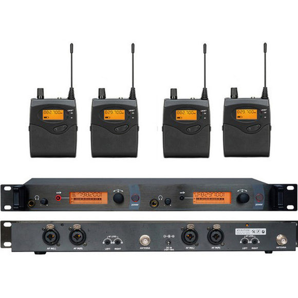 Soundhai SR2050 In Ear Wireless Stage Monitor System 2 Channel 4 Bodypack Karaoke Microphone System