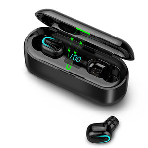 Q32 TWS Wireless bluetooth 5.0 Earphone LED Display Stereo 2000mAh Power Bank Headphone with Mic