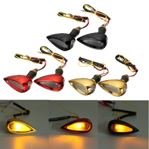 Pair 12V  Universal Motorcycle Amber LED Turn Signal Indicator Running Light Bullet