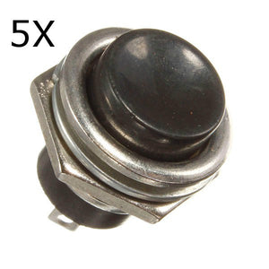 5Pcs 3A 125V Momentary Push Button Switch OFF-ON Horn Black Plastic