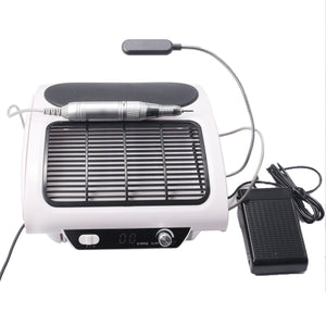 3 In 1 Portable Electric Nail Dust Collector Manicure Nail Drill Pen Machine Pedicure Tool with 6 Bits USB Light