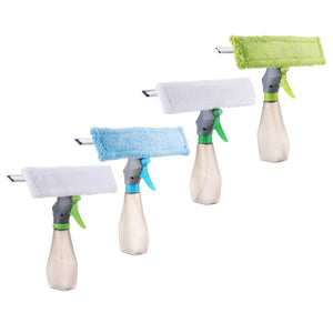 3 In 1 Sprayer Glass Brush Microfiber Cloth Head Scraper Window Clean Car Mop Tool