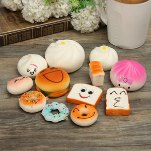 12Pcs Random Squishy Soft Bread/Donut/Buns Phone Straps