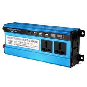 5000W LCD Solor Power Inverter DC 12V/24V/48V To AC 220V Converter 3 Sockets 4 USB Ports