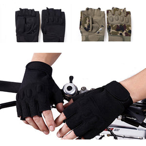 Men Outdoor Tactical Half Finger Gloves Sports Gym Anti Skid Gloves Camouflage Black