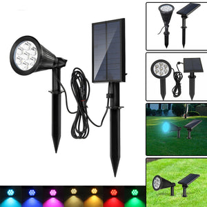 Solar 7 LED Color Changing Spot Light Wall Garden Outdoor Yard Landscape Lamp