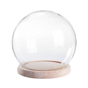 12cm Glass Dome Ball Cloche Globe Bell Jar Tealight Flower Cover Stand Display Room Decorations