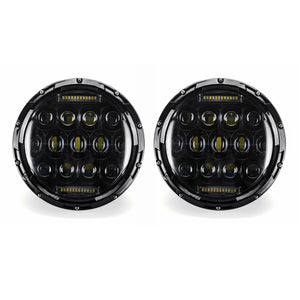 7 inch 75W Round 13 LED Headlights Hi-Lo Beam Bulb For Harley/Jeep Wrangler JK TJ Black marine