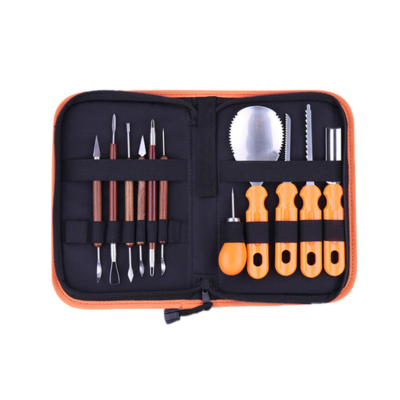 11PCS Pumpkin Carving Tool Set With Storage Bag Halloween Pumpkin Carving Cutter Children Pumpkin Lamp Wood Carving Tool