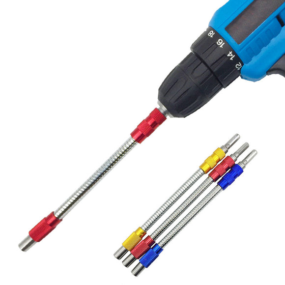 Drillpro 3pcs 200mm Metal Flexible Extension Drill Shaft 1/4 Inch Hex Screwdriver Bit Holder