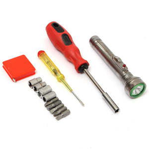 13Pcs Universal Assorted Tools Screwdriver Bit Band Tape Electric Flashlight Kit Household