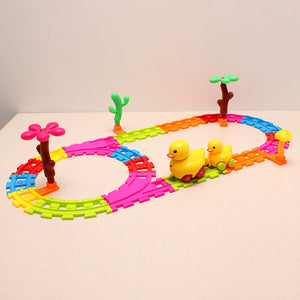 Children Kids Music Duck Rail Car Electronic DIY Development Toy