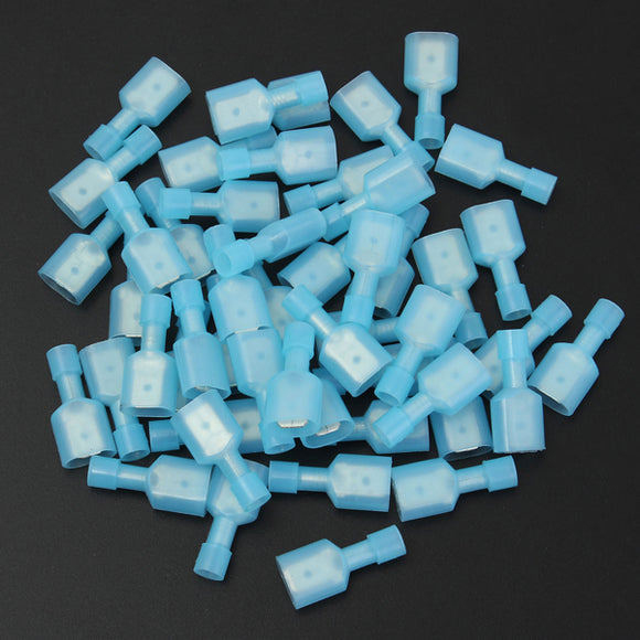 50pcs 2.5cm Nylon Blue Male Insulated Wire Terminals Connectors