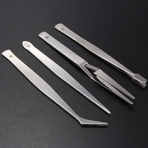 4 Pcs Mini Portable Silver White Different Shapes BGA Tweezers