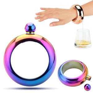 Wine Bottle Wine Pot Bangle Flagon Bracelet Hip Flask Stainless Mirror Whiskey Drinkware Funnel