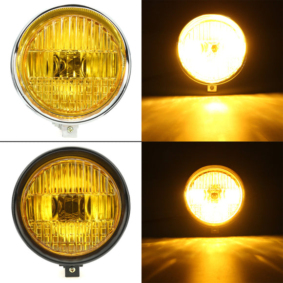 5.75 Motorcycle Headlight Light Retro Metal Yellow Len For Harley Bobber Chopper