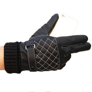 Motorcycle Driving Warm Whole Palm Touch Screen Gloves Black