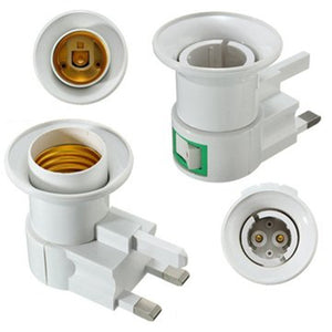 UK Plug E27 B22 Wall Screw Base Light Bulb Lamp Socket Holder Adapter Converter 110-240V